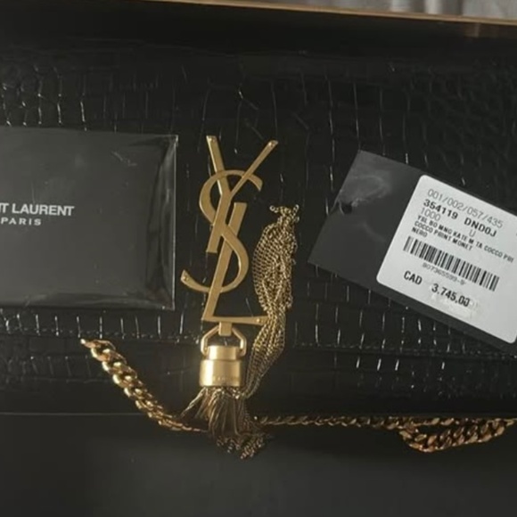 AUTHENTIC YSL KATE MEDIUM TASSEL IN CROCODILE-EMBOSSED LEATHER - Picture 6 of 6